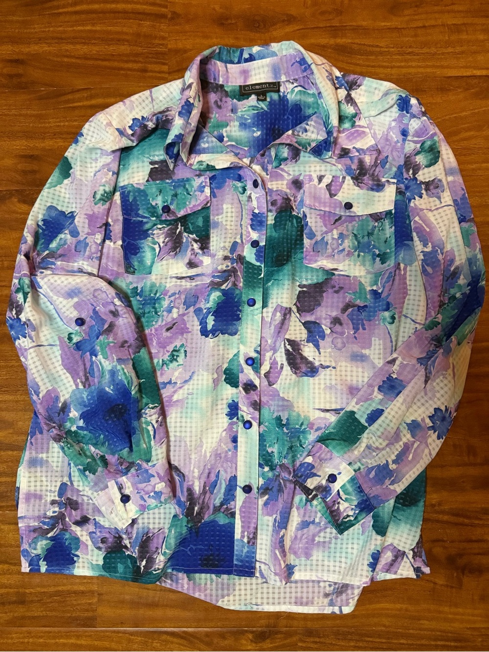 Women’s Purple & Teal Floral Button-Up Shirt